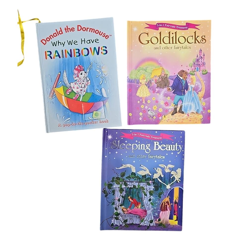 Lot of 3 Vintage Rainbows, Goldilocks, Sleeping Beauty Hardcover Childrens Books